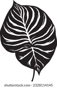 Betel leaf  Black And White, Vector Template Set for Cutting and Printing