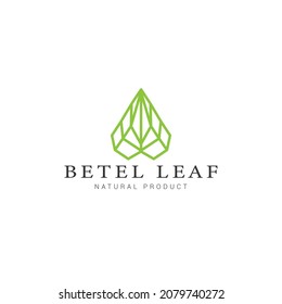 Plantilla de diseño vectorial del logotipo del icono de hoja de Betel. Logo creativo de lujo para productos naturales