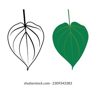 Betel leaf line art shape vector icon