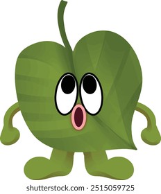 betel leaf mascot looking up in amazement