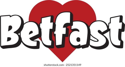Betfast ciudad ​​texto con corazón rojo adecuado para el logotipo o el diseño