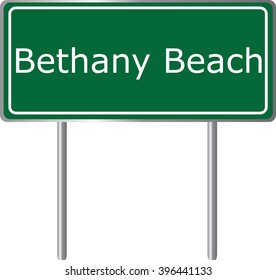 Bethany Beach , Delaware , road sign green vector illustration, road table, USA city