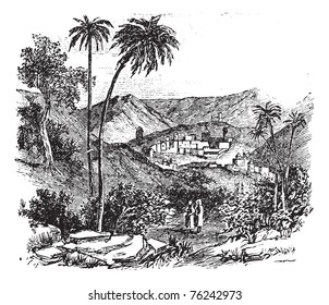 Bethany Also Known As Biblical Village, Old Engraved Illustration Of The Village, Bethany, Jerusalem