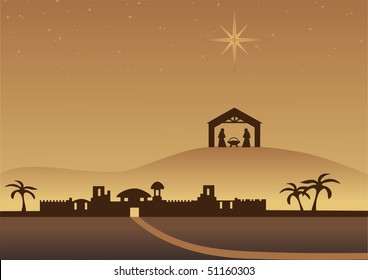 Bethlehem christmas background. Vector.