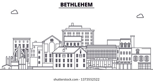 Bethlehem , United States, Outline Travel Skyline Vector Illustration. 