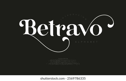 Betravo typography beauty fashion elegant minimalist serif italic fonts decorative wedding vintage retro logos. Minimal luxury font alphabet logo. Vector illustration