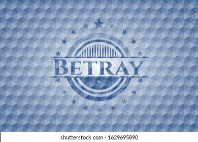 Betray blue hexagon emblem. Vector Illustration. Detailed.