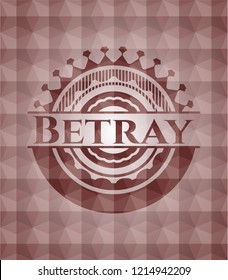 Betray red emblem with geometric pattern. Seamless.