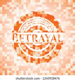 Betrayal orange mosaic emblem with background