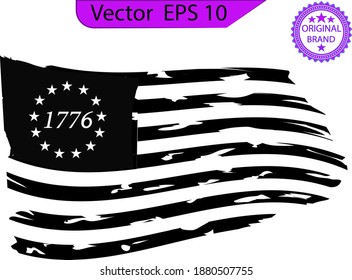 Betsy Ross 1776 13 Stars Distressed US Flag	
 13 star flag , 1776 flag. 