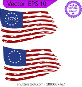 Betsy Ross 1776 13 Stars Distressed US Flag	
 13 star flag , 1776 flag. 