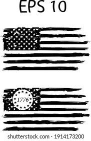 Betsy Ross 1776 13 Stars Distressed US Flag on transparent background. US Flag. American Flag brush stroke ESP 10American US Flag. EPs 10. 