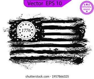 Betsy Ross 1776 13 Stars Distressed US Flag 13 star flag , 1776 flag. Transparent background