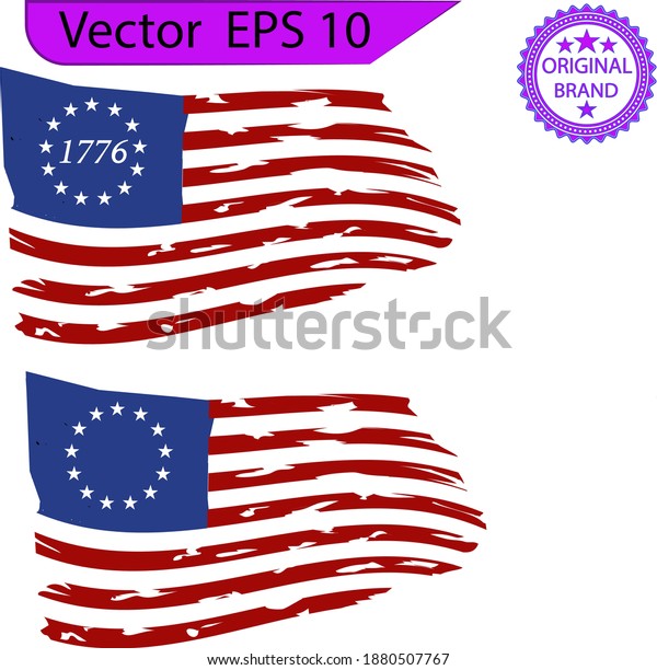 Betsy Ross 1776 13 Stars Distressed Stock Vector Royalty Free 1880507767