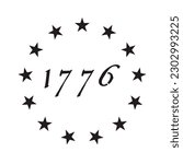 Betsy ross 1776 stencil. Clipart image isolated on white background