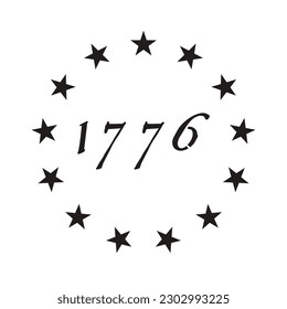 Betsy ross 1776 stencil. Clipart image isolated on white background