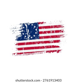 Betsy Ross flag with grunge effect - vector illustration