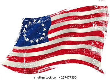 Betsy Ross grunge flag. Flag of  Betsy Ross  in the wind with a texture.