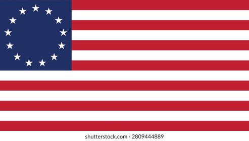 Betsy Ross National Flag Flat Vector Illustration Isolated on Transparent Background