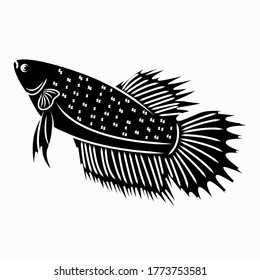 Betta Black Silhouette Vector Flat Para Logotipo