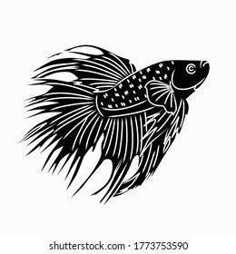 Betta Black Silhouette Vector Flat Para Logotipo