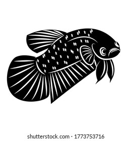 Betta Black Silhouette Vector Flat For Logo