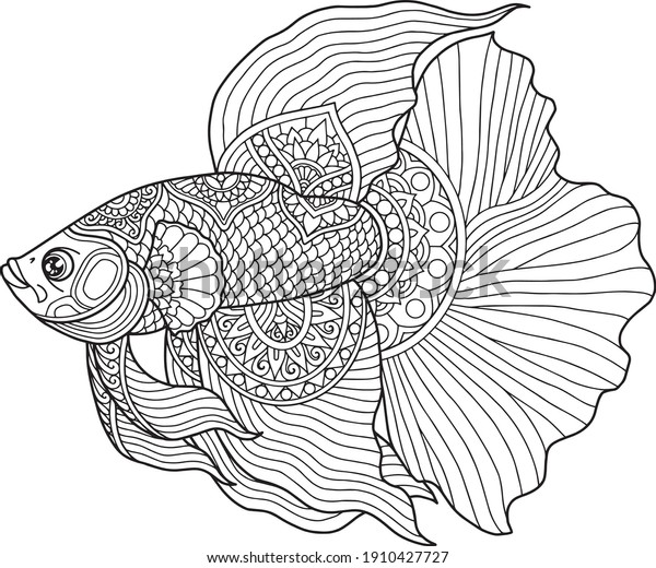 betta-fish-coloring-page-design-clear-stockvector-rechtenvrij-1910427727-shutterstock