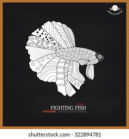betta fish doodle.betta fish on chalkboard. Betta Fish. Dragon Fish. Fighting fish.vector illustration 