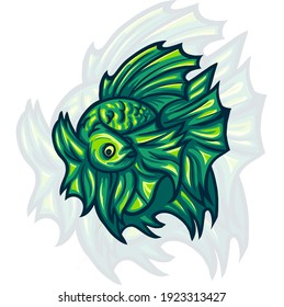 betta fish esport mascot logo illustration for your merchandise or business