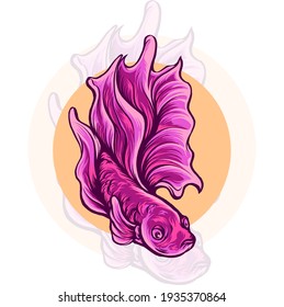 betta fish esport mascot logo illustration for your merchandise or business