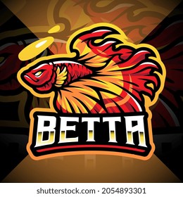 Betta fish esport mascot logo