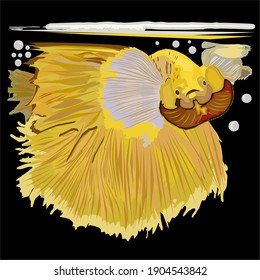 Betta fish, fighting fish, fighter fish, agressive fish. Indonesian people call it (ikan cupang). Vector Illustration.