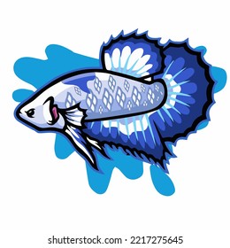 Betta Fish Or Fighting Fish Flat Design Vector Illustration