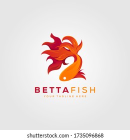 betta fish fire modern logo vector illustration design