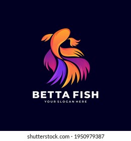 betta fish fire modern logo vector illustration design

