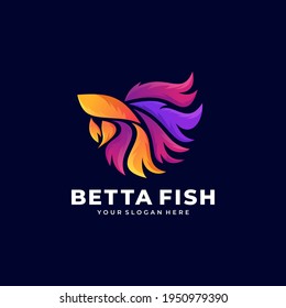 betta fish fire modern logo vector illustration design
