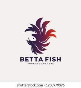 betta fish fire modern logo vector illustration design
