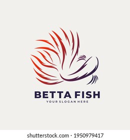 betta fish fire modern logo vector illustration design
