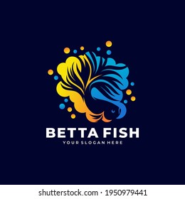 betta fish fire modern logo vector illustration design

