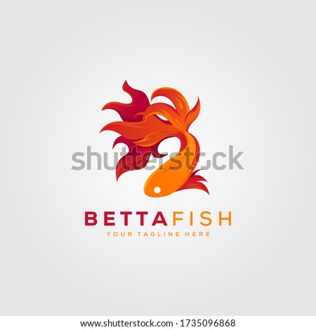 betta fish fire modern logo vector illustration design