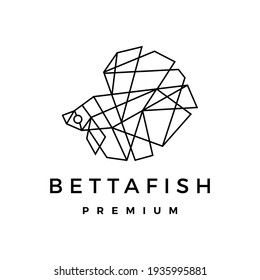 betta fish geometric polygonal outline logo vector icon illustration