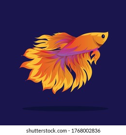 Betta Fish Gold Vector EPS