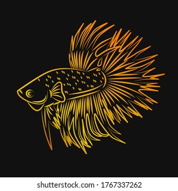 Betta Fish Golden Line Art For Logo