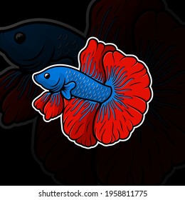 Betta fish halfmoon design premium