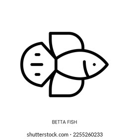 betta fish icon. Line Art Style Design Isolated On White Background