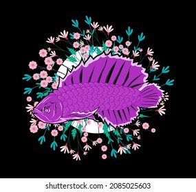 betta fish illustration design for sukajan is mean japan traditional cloth or t-shirt with digital hand drawn Embroidery Men T-shirts Summer Casual Short Sleeve Hip Hop T Shirt Streetwear