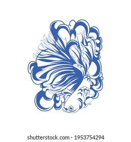 Ilustración de peces Betta en blanco