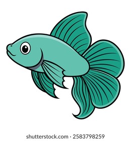 Betta fish isolated flat vector illustration on white background