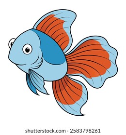 Betta fish isolated flat vector illustration on white background