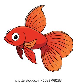 Betta fish isolated flat vector illustration on white background